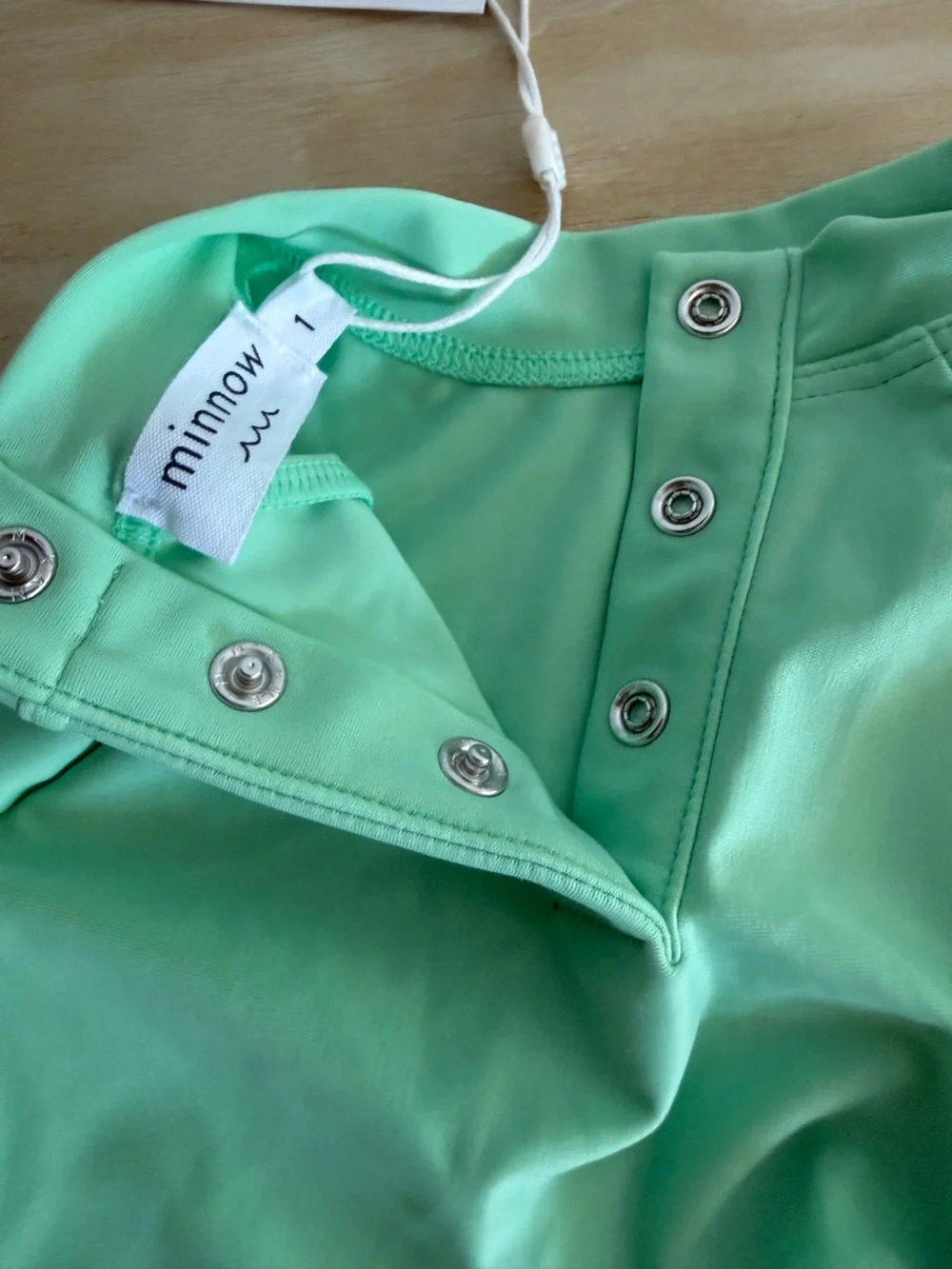 NWT Minnow Kids Set Palm Green Rashguard Lavender Gingham Shorts Sz 1